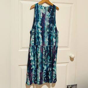 Mossimo Supply Co. Blue and Purple Tie-Dye Midi Dress